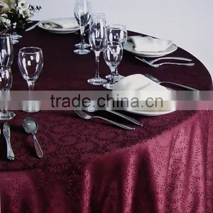 Wholesale Table Linens Polyester Jacquard Round TableCloths Damask Table Covers thumbnail-3