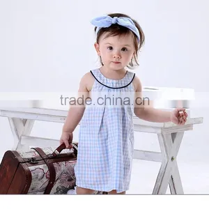 Latest New Model Kid Dress High Fashion Round Neck Girl Plaid Dress thumbnail-3