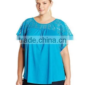 OEM Plus Size Women Clothing Ladies Plus Size Lace Tshirt thumbnail-5