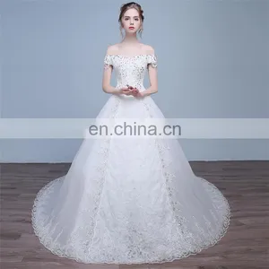 HS1626 2017 Long Train Puffy Bridal Ball Gown Sequined Embroidery Crystal Wedding Dress From China thumbnail-4