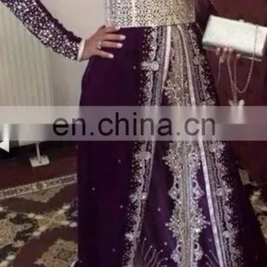 Purple Crystal Beaded Moroccan Kaftans thumbnail-1