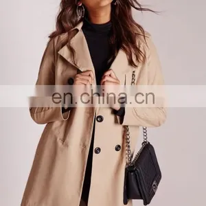High Quality Fashion Women Korean Trench Coat Wholesale thumbnail-4