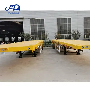 Hot Sale 40ft Flatbed Trailer 3 Axles 50Tons Mechanical Suspension Container Fatbed Semi-Trailer thumbnail-1
