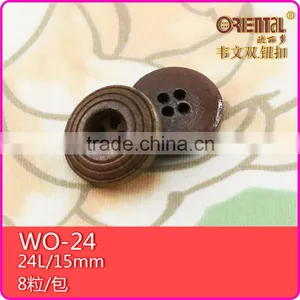 Holes Dark Brown Engrave Pattern Raw Material Wood Button thumbnail-1