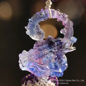 Colored Glass Luxury Rearview Cabbage Car Charm Hanging Pendant Large Size thumbnail-2