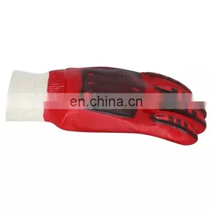 Red Nitrile Full Coated Knitted Wrist Anti Oil Anti-Impact Safety Heavy Duty Oil And Gas Gloves For Work thumbnail-5