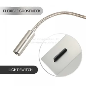 Meanyee Wall Mount Reading Lamp Headboard Bedside Lights With Switch/Flexible Gooseneck/Surface/Brushed Nickel/3000K LED/MY-WN188N thumbnail-3