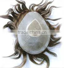 100% Remy Human Hair Men's Toupee With Gray Hair for Black Mens Toupee thumbnail-1