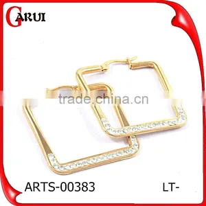 Square Shape Earrings Gold Stainless Steel Earrings for Women thumbnail-1