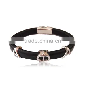 Magnetic Leather Handmade Bracelet Bangle Alpha Phi Alpha Divine Bracelets,APA Greek Customized Fraternity Sorority Jewelry thumbnail-3
