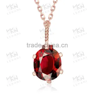 New Design Women Necklace 2016,rose Gold Chain Necklace Red Zircon thumbnail-2