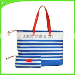 2016 New Designer Big Size High Quality Canvas Navy Blue Stripes Shoulder Bags Quality Choice thumbnail-1