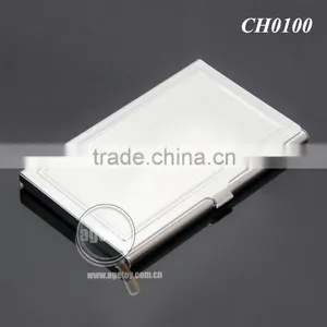 High Quality Pocket Business Card Holder Stainless Steel Plated Silver Concavity Metal Blank Card Case thumbnail-2