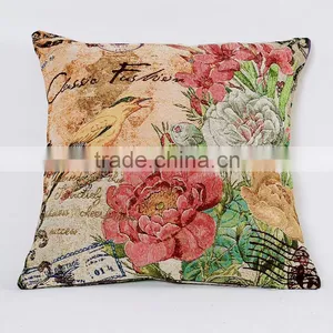 Colorful Flower Embroidered And Printed Decorative Sofa Cushion thumbnail-1
