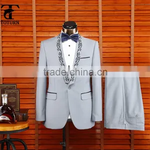 2016 Hot Selling British Style Oem Manufacturer Formal Wear Gem Embroidery Design Pant Coat Design Men Wedding Suits Man thumbnail-3