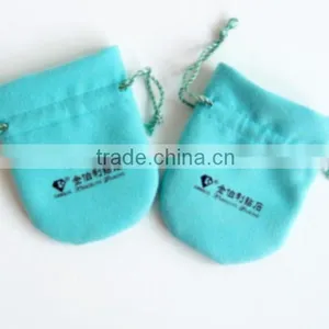 Best Quality Coffe Color Velvet Jewelry Pouch Gem Packing Bags With Label/ Flocking Printed Fabric Pouch thumbnail-6