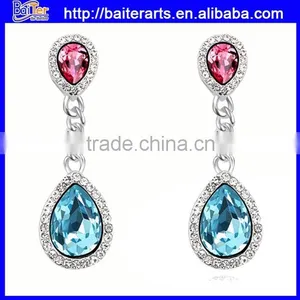 AAA Zircon Alloy Perfect Crystal Love Womens Wholesale Heart Earrings With Four Colors thumbnail-1