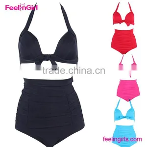 Feelingirls Halter Neck Swimsuit High Waisted Bikini Set thumbnail-4