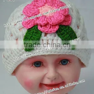Wholesale 100% Cotton Fashion Crochet Beanie Flower Hat,cool Hats Girls ,girls Knit Hats thumbnail-1