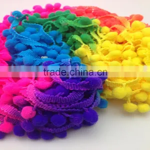 Fashion Distant-dyeing Ponpon Fringe Colorful Pompon Lace Decorative Pom Pom Trim Quality Choice thumbnail-1