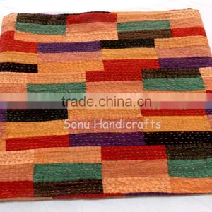 Silk Patola Patchwork Kantha Quilts Bed Spread thumbnail-3