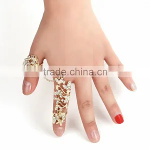 Adjustable Two Finger Ring Cuff Fine Zirconia Fashion Jewelry Womens Gift thumbnail-5