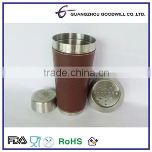 24oz Stainless Steel Cocktail Shaker With PU Leather Coating thumbnail-2
