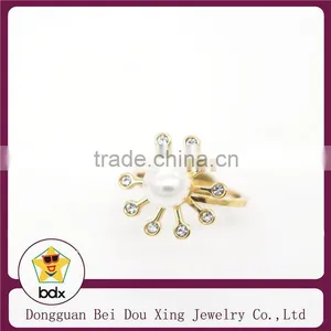 Sun Flower Type Preal Gold Plated Stainless Steel Rings thumbnail-2