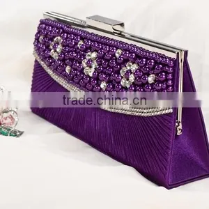 Ladies Beaded Evening Satin Party Bag thumbnail-2