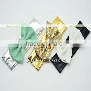 Beautiful Fancy Baby Knit Headbands With Bows - Glitter Sequin Bow With Shiny Elastic Hairbands thumbnail-5