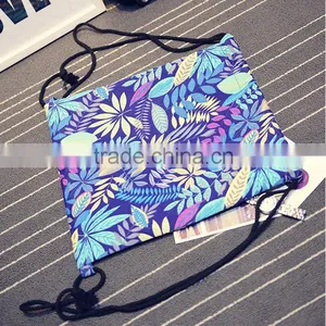 Foliage Pattern Blue Canvas Backpack thumbnail-3