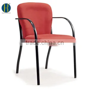 Modern Red Fabric Dining Chair Stackable Student Chair With Metal Frame thumbnail-2