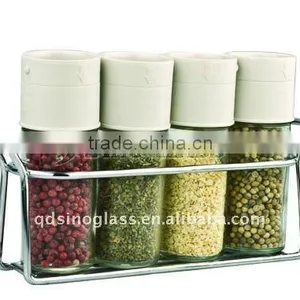 SINOGLASS 4 Pcs Precise Measurement Glass Spice Jar Rack Set thumbnail-1
