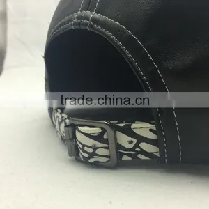 Custom Design Your Own Logo 6 Panel Leather Snapback Caps thumbnail-4