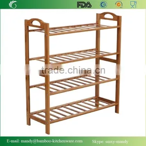 4-Tier Bamboo Wooden Shoe Rack,Bamboo Folding Shoe Rack, Entryway Shoe Shelf Storage Organizer thumbnail-1