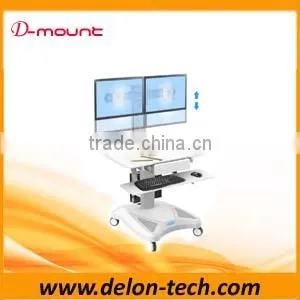 Double Monitor Floor Stand Movable LCD TV Cart LED Trolley thumbnail-1