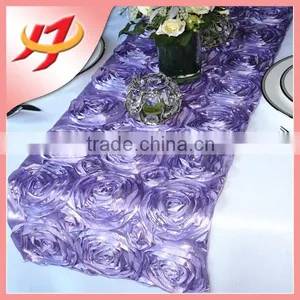 Cheap Wholesale Champagne Satin Rosette Dining Table Runner for Round Tables thumbnail-2
