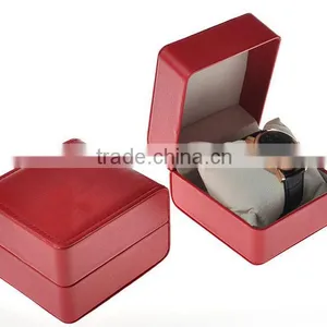 Red High-grade PU Leather Watch Packing Box Custom Logo Print thumbnail-2