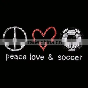 Beautiful Peace Love Soccer Rhinestone Heat Transfers thumbnail-1