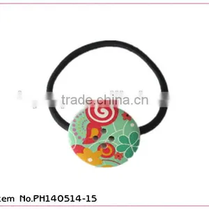 2014 Hot Sale Girls Elastic Hair Ties With Button thumbnail-1