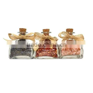 Spices in Cute Creative Square 100ml Glass Jar With Cork and Bow Perfect for Spice Shops and Spice Gift Distributors and Amazon thumbnail-6
