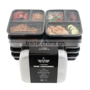 3 Compartments Lunch Food Storage Container Plastic Food Container With Lid thumbnail-1