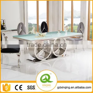 TH413 Stainless Steel Tempered Glass Dining Table Design thumbnail-1