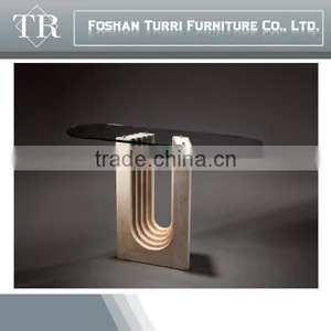 Modern Nature White Marble Travertine Console Table With Glass Top thumbnail-4