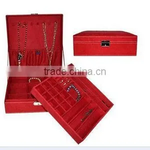 Red Faux Leather Earing Holder Ring Organizer Necklace Jewelry Box thumbnail-1