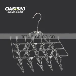 Stainless Steel Metal Clothes Hanger Socks Hanger Folding Drying Rack Hanger thumbnail-1