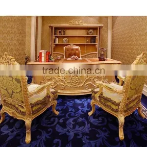 Bisini Office Furniture Executive Desk Set,Antique Hand Carved Office Desk Furniture, Office Desk,Chair and Bookcase,(BF08-0260) thumbnail-1