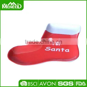Decorative Melamine Bikkie Dishes, Santa Sock Shape Cookie Plate thumbnail-1