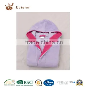 2016 NEW Microfiber Coral Fleece Kid's Bathrobe With Purple Color thumbnail-1