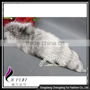 CX-R-29 Wholesale Lovely Decoration For Bag Real Fox Fur Tail Custom Keychain thumbnail-1